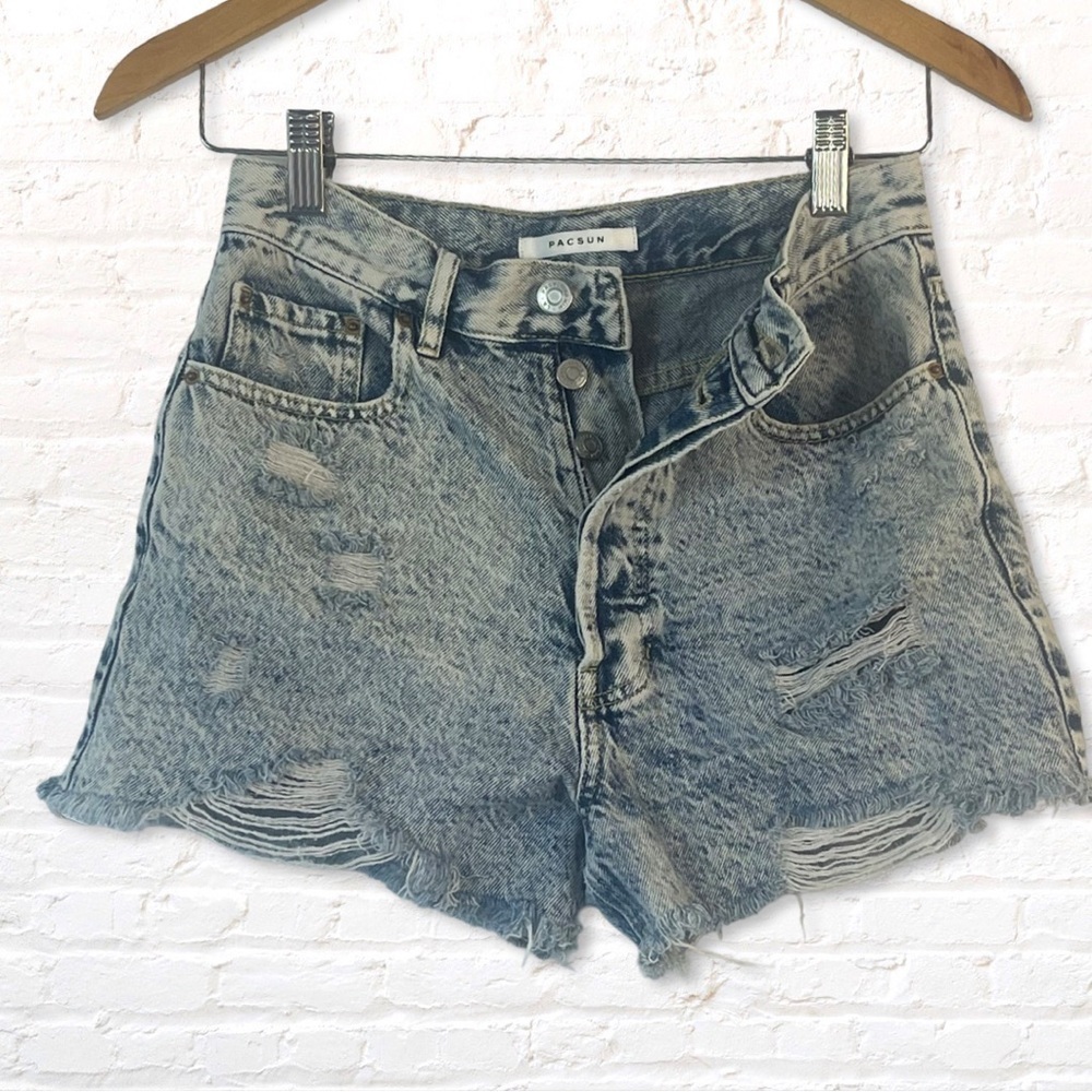 🎁 3 for $30 PacSun Acid Wash Ultra High Waisted Vintage Denim Shorts Size 26 - Picture 5 of 10